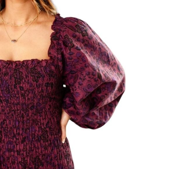 Free People Smock It To Me Mini Dress Hazelnut Combo Size Medium NWT - Picture 4 of 14